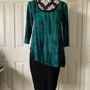 Zen-Knits Women's Small Tie-Dye Tunic‎ Dress 3/4 Sleeve Boho Casual Small